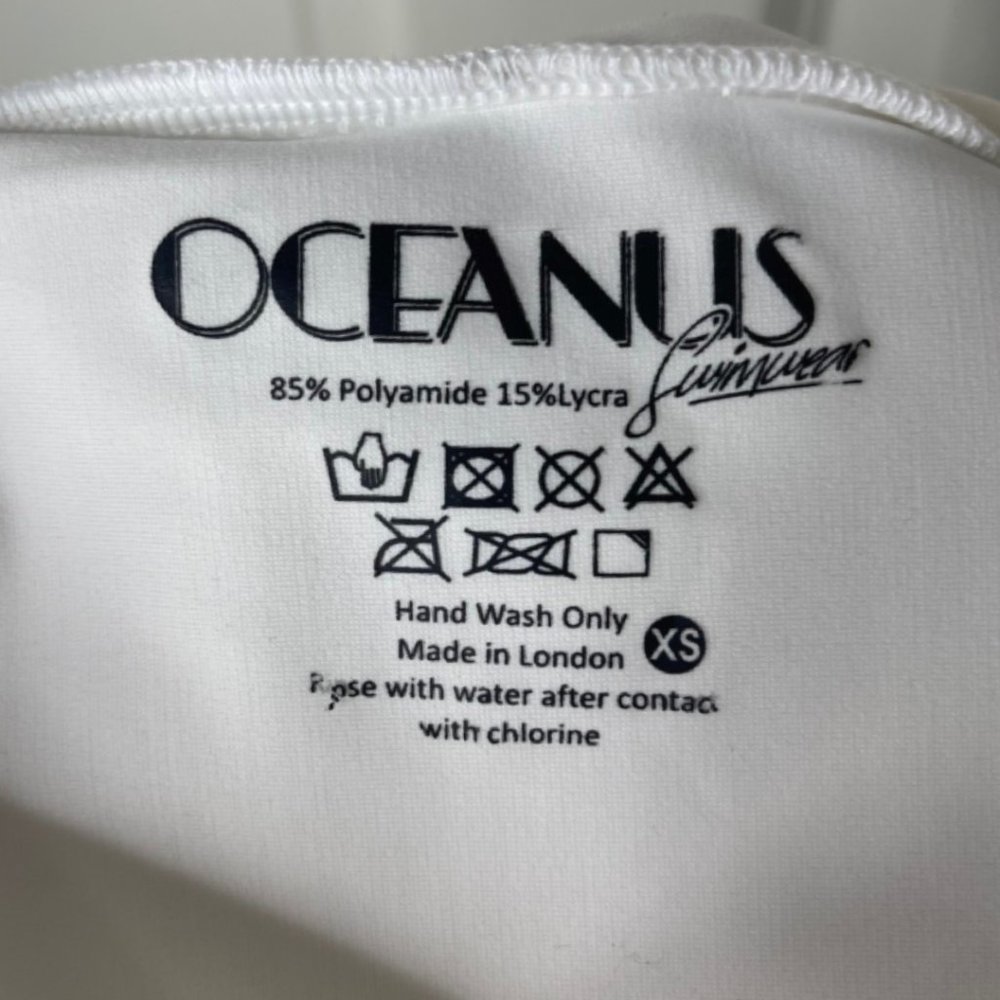 OCEANUS | NWT Hayley Swim High Waist Ruched Bottoms White | Size XS - Picture 5 of 8